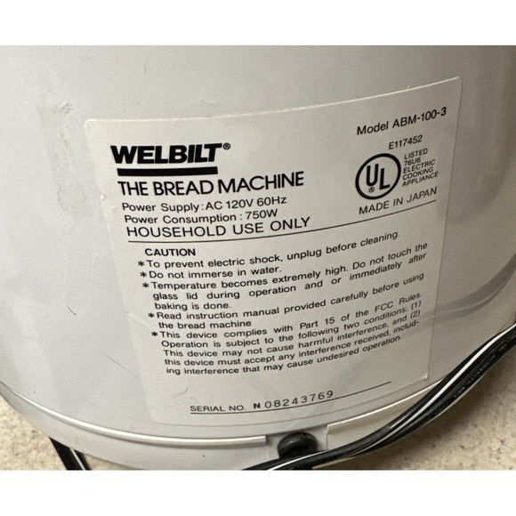 Welbilt ABM-100-3 The Bread Machine R2D2 Unit Tested Works Great - Picture 8 of 8